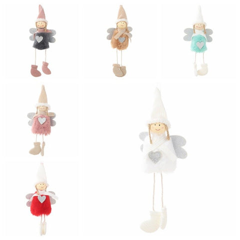 Plush Angel Heart Christmas Pendants Decorative Christmas Tree Hanging Ornaments For Holiday Kids Gift Home Decorations