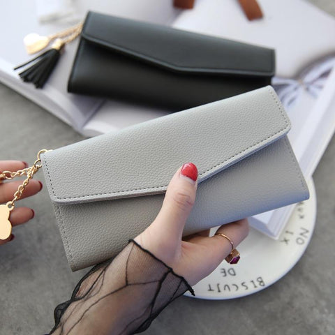 Brand Designer Coin Purses Leather Wallets Women Long Tassel Luxury Clutch Phone Wallets Female Credit Card Holder Money Bags