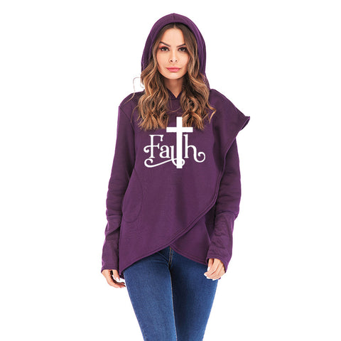 Große Sweatshirt-Hoodies mit Faith-Print 