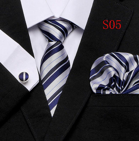 Tie Set Floral  Ties and Handkerchiefs Cufflinks Set