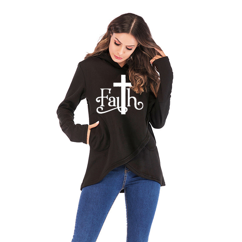 Große Sweatshirt-Hoodies mit Faith-Print 