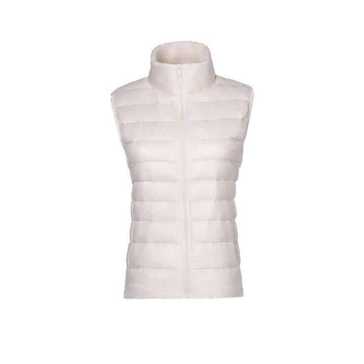 New Women Sleeveless Women's Ultra Light Down Vests Slim Jacket Girl Gilet Plus Lightweight Windproof Warm Waistcoat