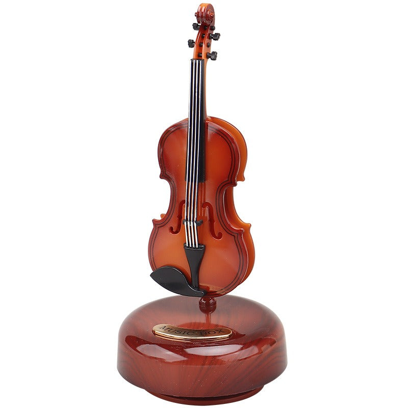 Caja de música giratoria para guitarra, violín y Octava, regalo de cumpleaños para niñas, regalo de vacaciones, adornos creativos para sala de estar