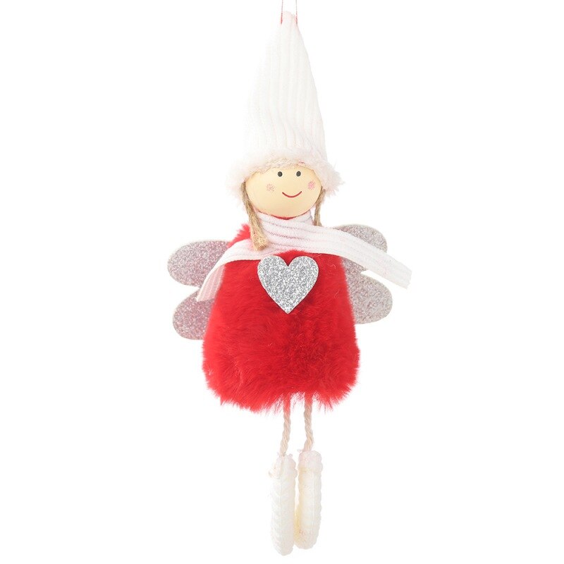 Colgantes navideños de corazón de Ángel de peluche, adornos colgantes decorativos para árbol de Navidad para vacaciones, regalo para niños, decoraciones para el hogar 