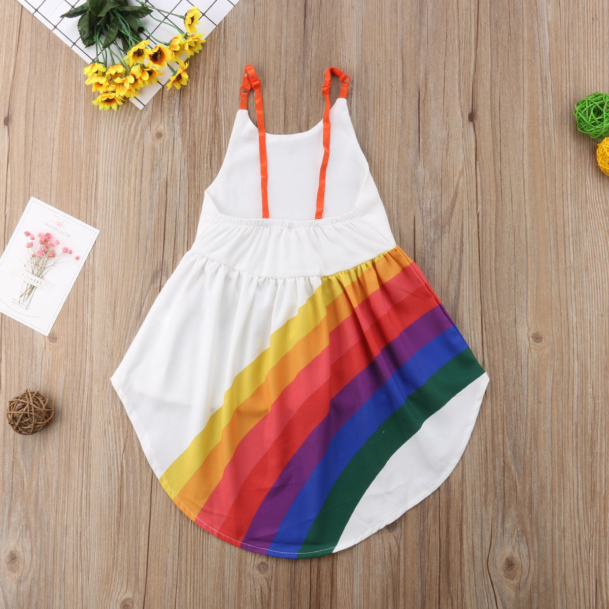 Princess Dress Kid Baby Girls Party Pageant Cute Sleeveless Backless Strap Rainbow Beach Tutu Dresses