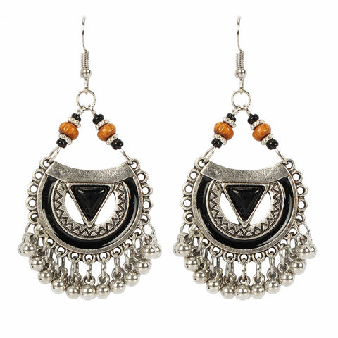 National Retro Style Earrings Exaggerated Oil Drop Metal Ball Earrings Female Water Drop Tassel Earrings