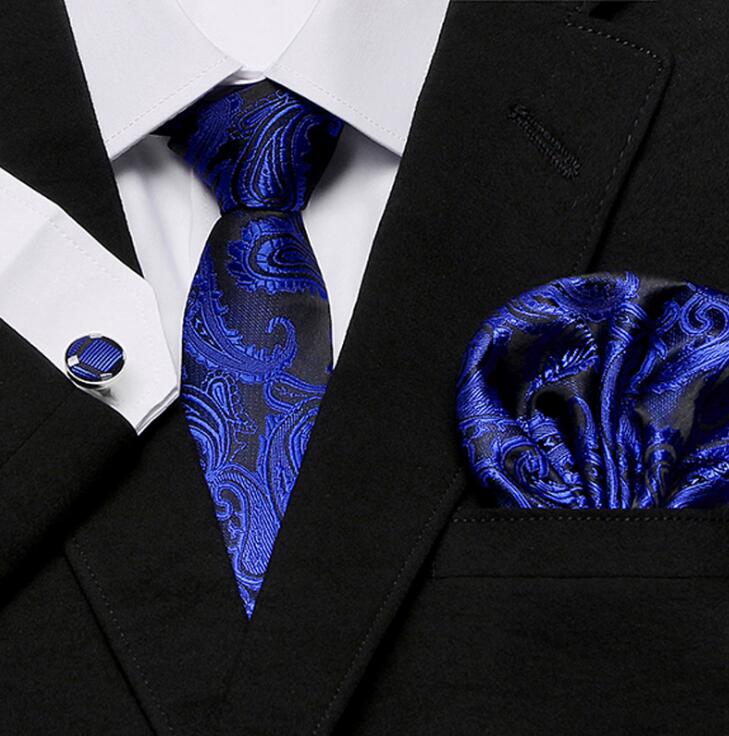 Tie Set Floral  Ties and Handkerchiefs Cufflinks Set