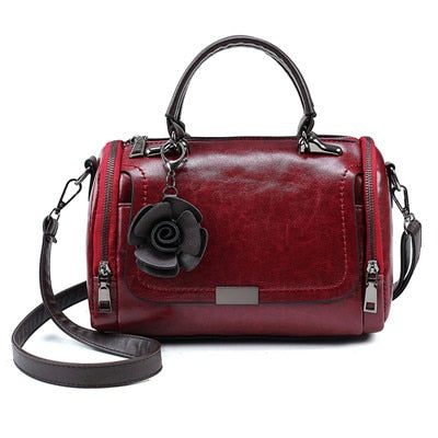 Vintage Women Shoulder Bags With Flower PU Leather Women Bag Large Capacity Luxury Handbags Women Bags Designer Bags