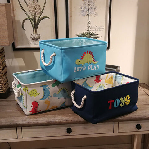 Canvas Folding Embroidery Cartoon Dinosaur Toy Storage Basket Storage Basket