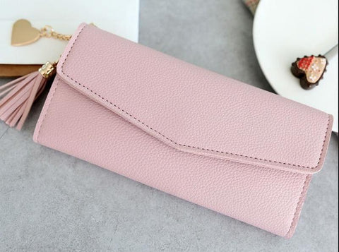 Brand Designer Coin Purses Leather Wallets Women Long Tassel Luxury Clutch Phone Wallets Female Credit Card Holder Money Bags