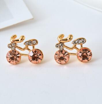 crystal Bike bicycle Cycle stud Earrings