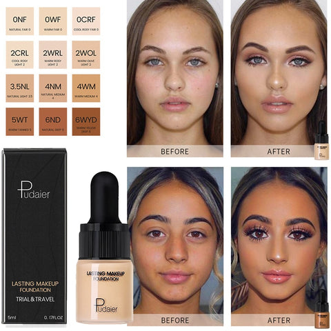 Professionelle, vollflächige, flüssige Grundierung, Gesichts-Make-up-Basis, natürlicher Farb-Concealer, Aufhellung, dauerhafte Grundierung