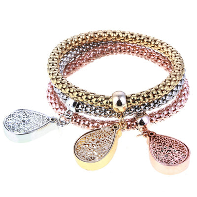 3 unids/set de pulseras y brazaletes con dije de corazón de búho de cristal, colgantes de ancla de elefante chapados en oro/plata, pulseras de diamantes de imitación para mujer 