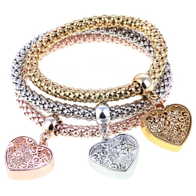 3 Pcs/Set Crystal Owl Heart Charm Bracelets & Bangles Gold/Silver Plated Elephant Anchor Pendants Rhinestone Bracelets For Women