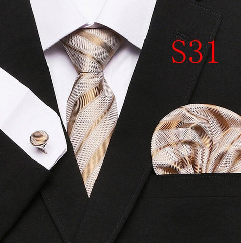 Tie Set Floral  Ties and Handkerchiefs Cufflinks Set