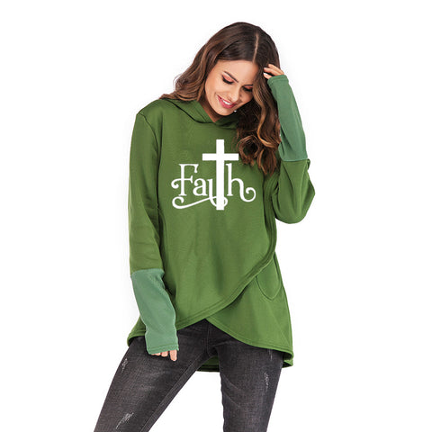 Große Sweatshirt-Hoodies mit Faith-Print 