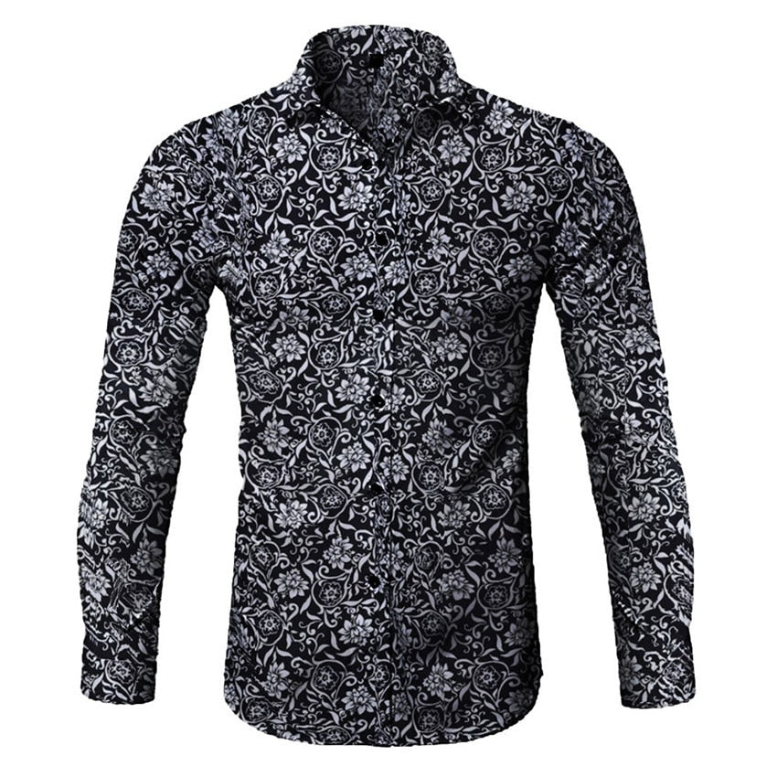 Camisa de manga larga para hombre, blusa Floral para hombre, camisas casuales, camisas de verano y otoño, ropa hawaiana para hombre, camisa masculina 