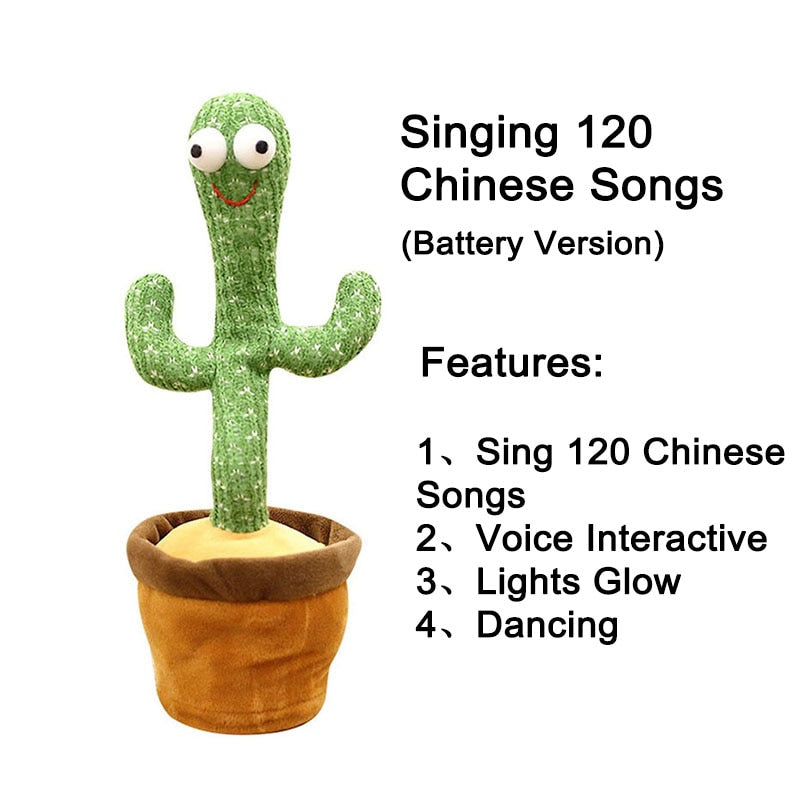 Cactus bailando, juguete de peluche electrónico, muñeco de peluche suave, Cactus para bebés que puede cantar y bailar con voz, juguete interactivo Bled Stark para chico 