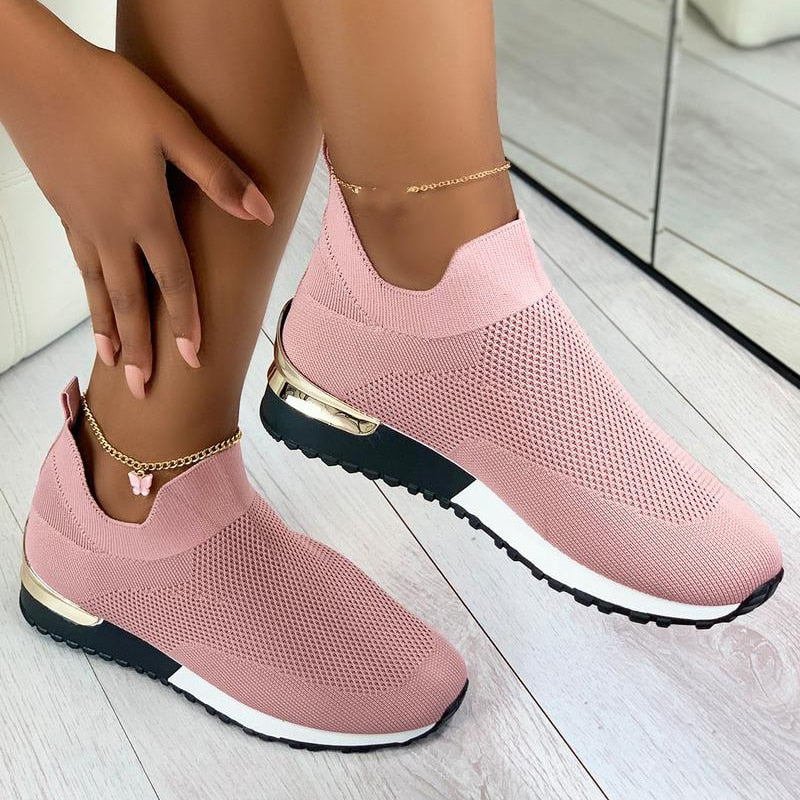 Sommer Schuhe Für Frauen Neue Elegante Elastische Slip-on Flache Schuhe Für Frauen Mesh Oberen Atmungsaktive Turnschuhe Zapatillas Mujer 