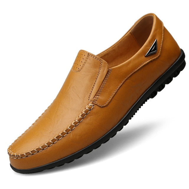 Herren-Mokassin-Schuhe aus echtem Leder, schwarze Herren-Wohnungen, atmungsaktiv, lässig, italienische Slipper, bequem, Übergröße 