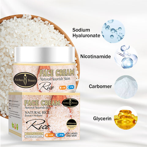 Crema de arroz hidratante para la piel, crema hidratante iluminadora, 50g, productos para el cuidado de la piel