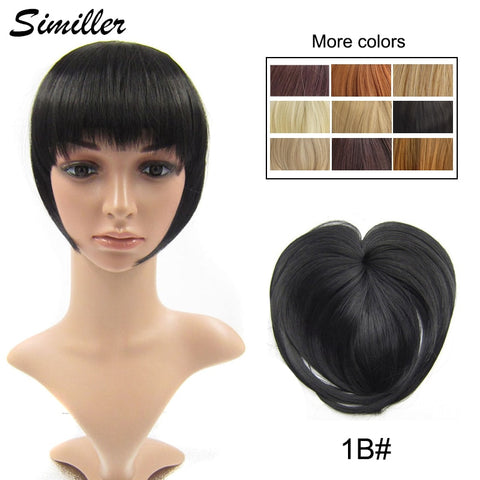 Similler One Piece Fringe Synthetic Hair Extensions Clip in Bangs Straight Hairpiece Thick Front Blunt Bang Black Brown White