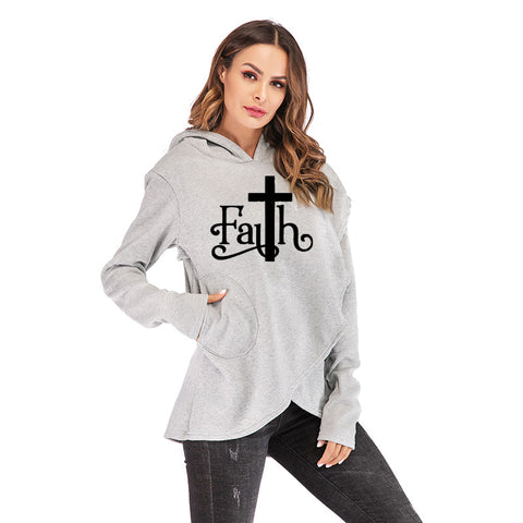 Große Sweatshirt-Hoodies mit Faith-Print 