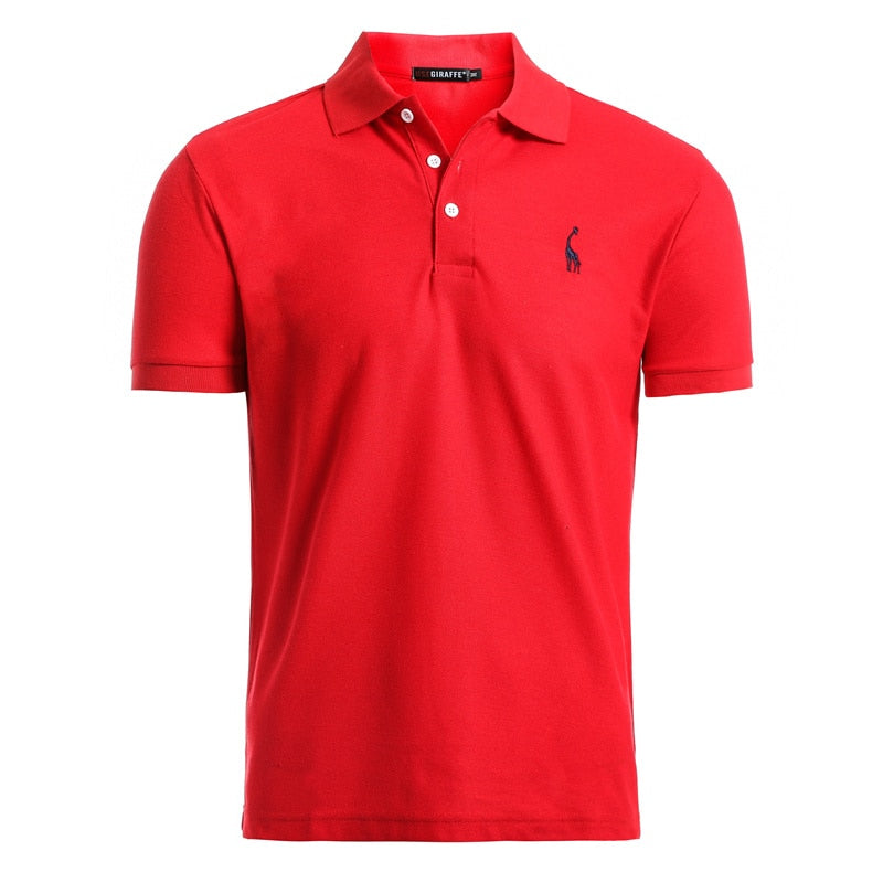 Polo de hombre, Polo informal de algodón con bordado de ciervos, Polo de manga corta para hombre, polo de gran cantidad para hombre