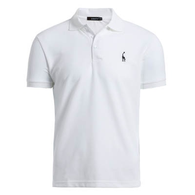 Polo de hombre, Polo informal de algodón con bordado de ciervos, Polo de manga corta para hombre, polo de gran cantidad para hombre