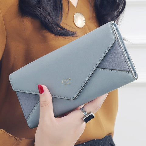 Style Envelope Designer Clutch Wallets For Women Hasp Pocket To Coin Card Holder Female Purses Long Wallet Ladies