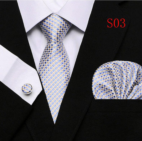 Tie Set Floral  Ties and Handkerchiefs Cufflinks Set