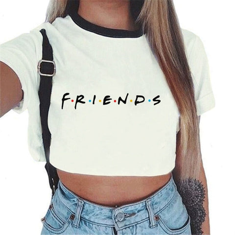 Sommer Tops Für Frauen Streetwear Koreanische Kawaii Harajuku Vogue Beste Freunde T Shirt Ästhetischen Crop Top Graphic Tees Frauen 