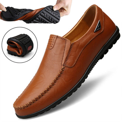 Herren-Mokassin-Schuhe aus echtem Leder, schwarze Herren-Wohnungen, atmungsaktiv, lässig, italienische Slipper, bequem, Übergröße 