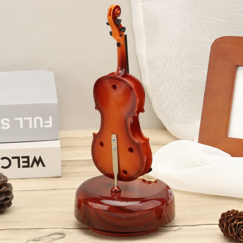 Rotating Music Box Guitar Violin Octave Box Birthday Gift Girls Holiday Gift Living Room Creative Ornaments