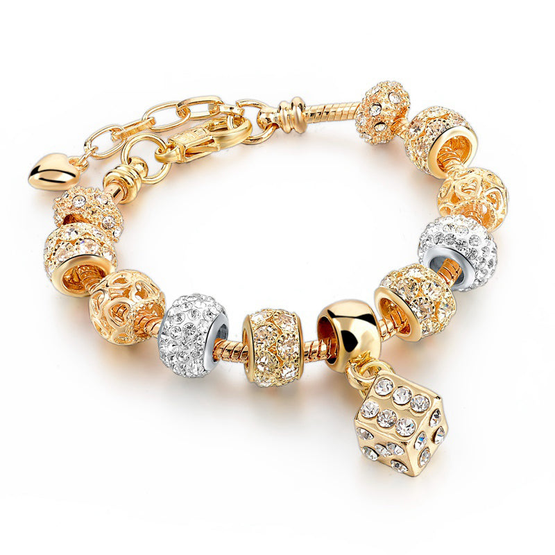 Szelam, pulseras y brazaletes con dije de corazón de cristal de lujo, pulseras de oro para mujer, joyería, pulsera femenina Sbr160056