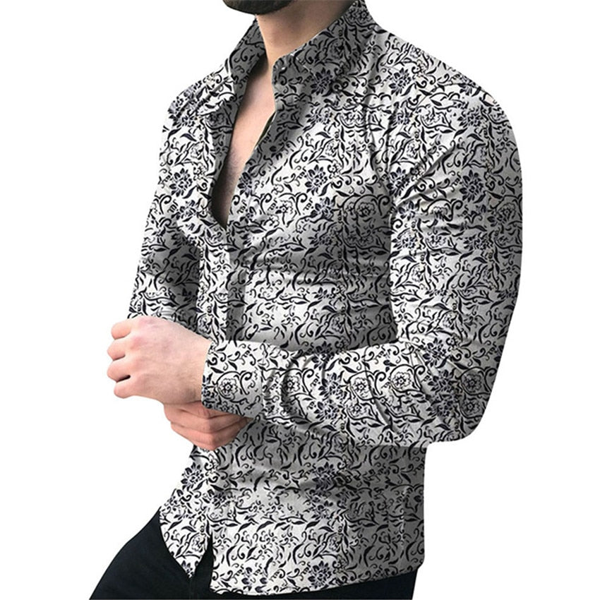 Männer Hemd Langarm Top Floral Männliche Bluse Casual Shirts Sommer Herbst Shirts hawaiian Männer Kleidung camisa masculina 