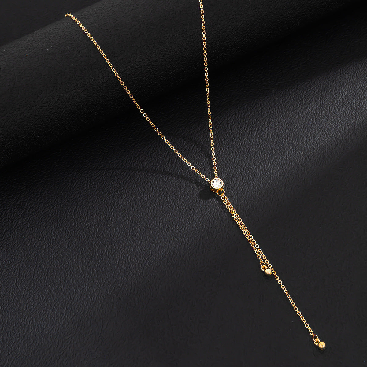 Long temperament Y-shaped adjustable necklace Versatile retro rhinestone chain metal necklace