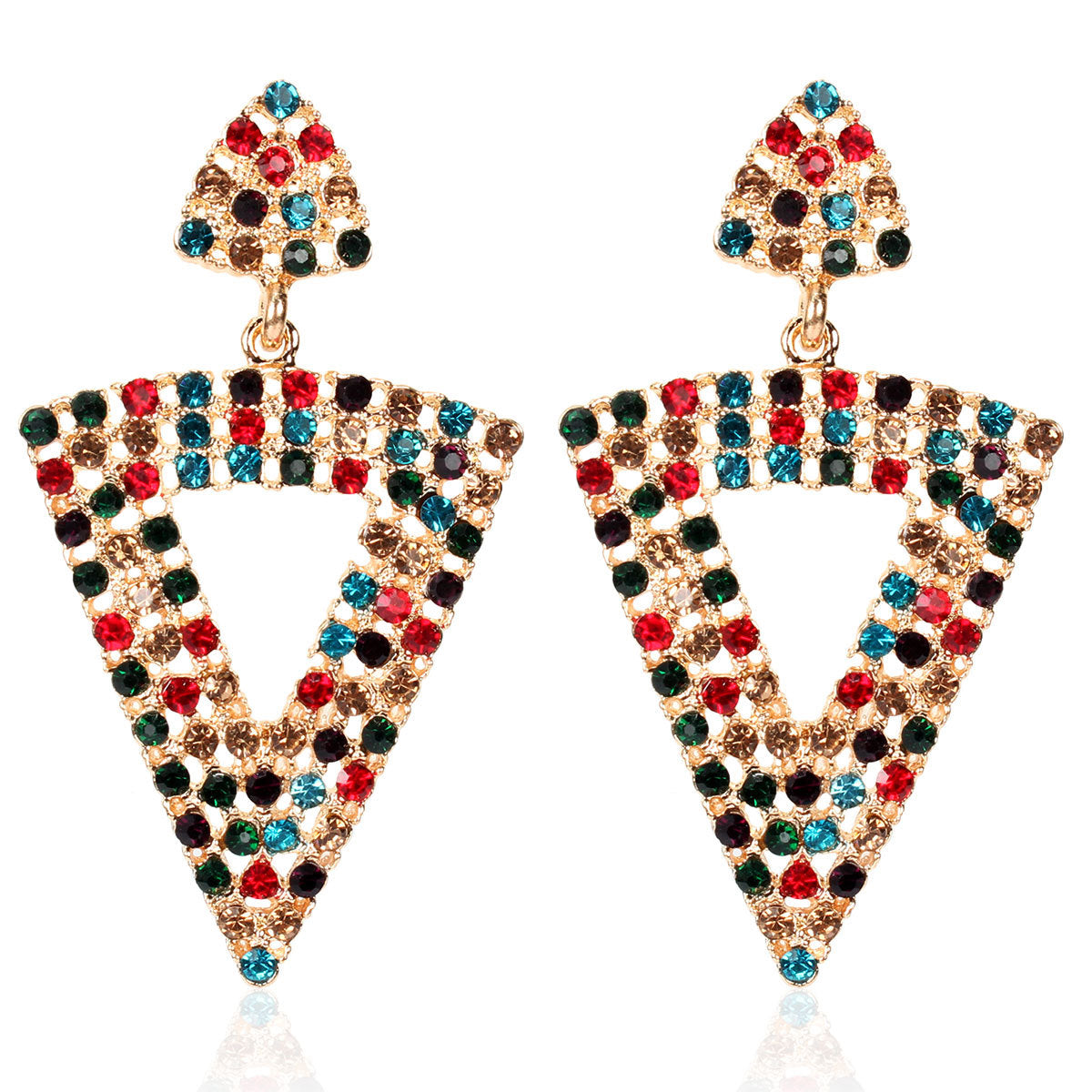 Fashion Rhinestone Earrings Triangle Earrings Rhinestone Earrings