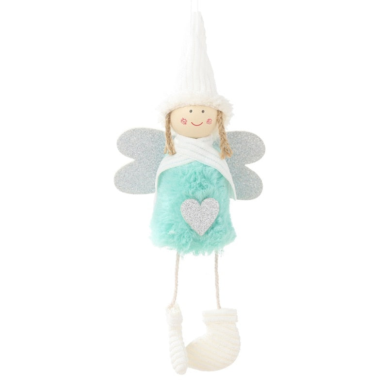 Plush Angel Heart Christmas Pendants Decorative Christmas Tree Hanging Ornaments For Holiday Kids Gift Home Decorations