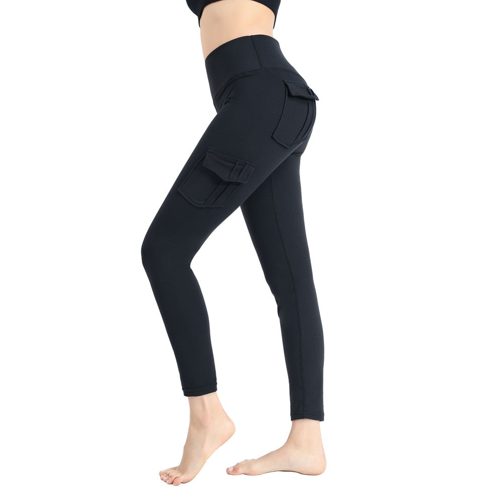 Women Yoga Pants High Waist  Pocket Sweatpants Outdoor Running Fitness Pants