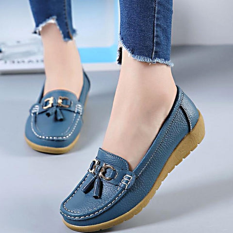 Spring Flats Women Shoes Loafers Genuine Leather Women Flats Slip On Women's Loafers Female Moccasins Shoes