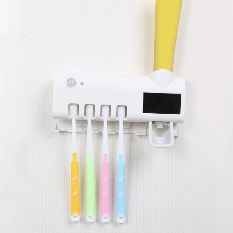 Soporte de pared para cepillos de dientes, exprimidor inteligente de pasta dental para baño, inodoro, desinfección automática, accesorios de baño