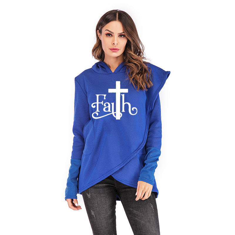 Große Sweatshirt-Hoodies mit Faith-Print 