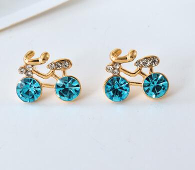 crystal Bike bicycle Cycle stud Earrings