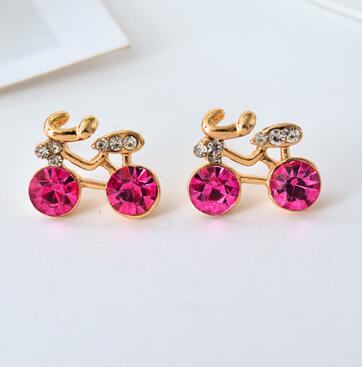 crystal Bike bicycle Cycle stud Earrings