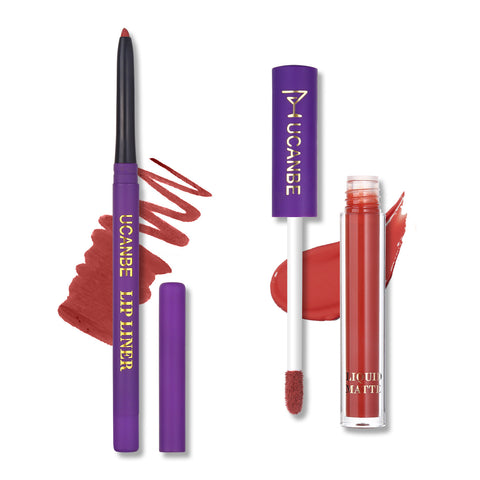 UCANBE Matte Lip Glaze + Delineador de labios + Primer Juego de 13 paquetes