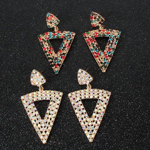 Pendientes de diamantes de imitación de moda Pendientes triangulares Pendientes de diamantes de imitación 