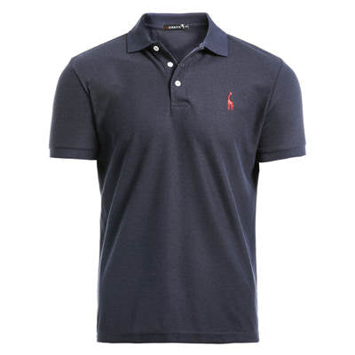 Polo de hombre, Polo informal de algodón con bordado de ciervos, Polo de manga corta para hombre, polo de gran cantidad para hombre