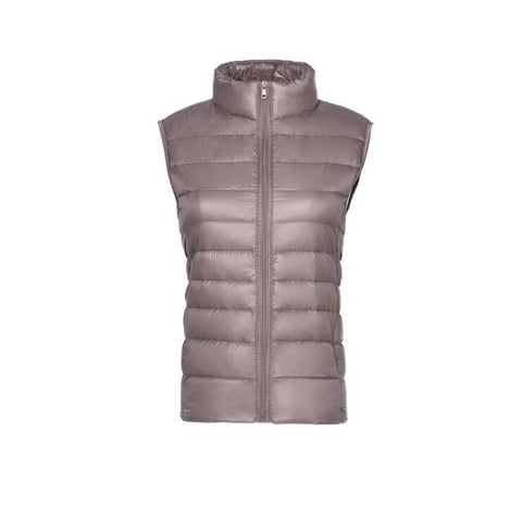 Neue ärmellose Damen-Ultraleicht-Daunenwesten, schmale Jacke, Mädchen-Gilet und leichte, winddichte, warme Weste 