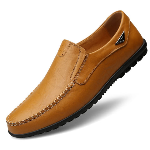 Mocasines de cuero genuino para hombre, zapatos planos negros para hombre, mocasines italianos informales transpirables, cómodos de talla grande 